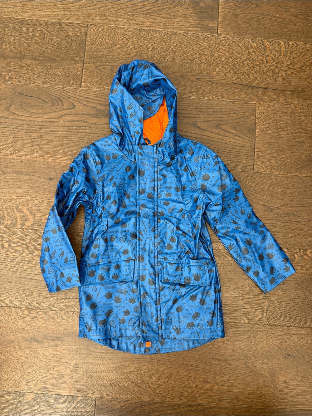 Cat & Jack Blue Raincoat with Orange Hood Accent